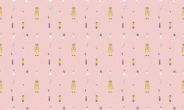 Farklı aksesuarlara sahip renkli arkaplan