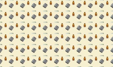 Farklı aksesuarlara sahip renkli arkaplan