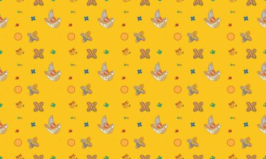 Farklı aksesuarlara sahip renkli arkaplan