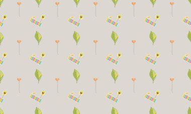 Farklı aksesuarlara sahip renkli arkaplan