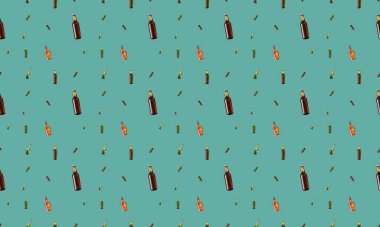 Farklı aksesuarlara sahip renkli arkaplan