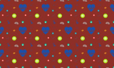 Farklı aksesuarlara sahip renkli arkaplan