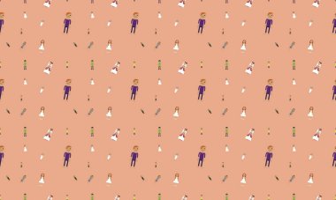 Farklı aksesuarlara sahip renkli arkaplan