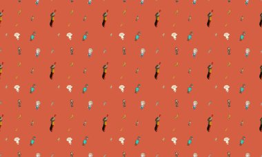 Farklı aksesuarlara sahip renkli arkaplan