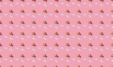 Farklı aksesuarlara sahip renkli arkaplan