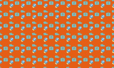 Farklı aksesuarlara sahip renkli arkaplan