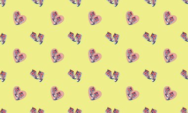 Farklı aksesuarlara sahip renkli arkaplan