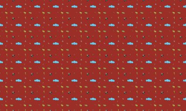 Farklı aksesuarlara sahip renkli arkaplan