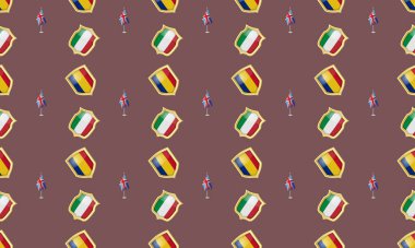 Farklı aksesuarlara sahip renkli arkaplan