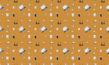 Farklı aksesuarlara sahip renkli arkaplan