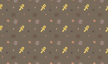 Farklı aksesuarlara sahip renkli arkaplan