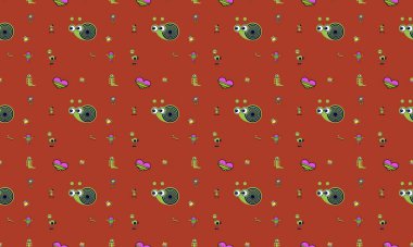 Farklı aksesuarlara sahip renkli arkaplan