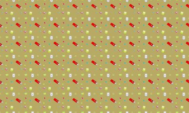 Farklı aksesuarlara sahip renkli arkaplan