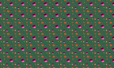 Farklı aksesuarlara sahip renkli arkaplan