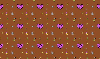 Farklı aksesuarlara sahip renkli arkaplan