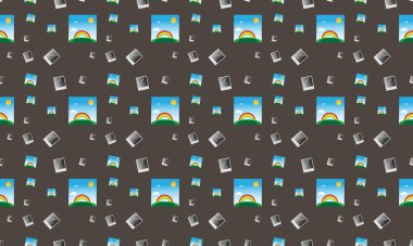 Farklı aksesuarlara sahip renkli arkaplan