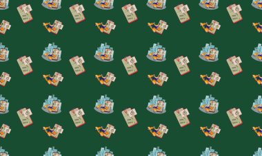 Farklı aksesuarlara sahip renkli arkaplan