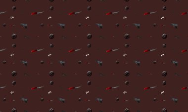 Farklı aksesuarlara sahip renkli arkaplan