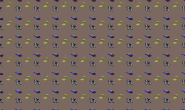 Farklı aksesuarlara sahip renkli arkaplan