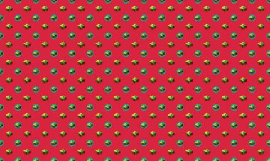 Farklı aksesuarlara sahip renkli arkaplan