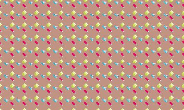 Farklı aksesuarlara sahip renkli arkaplan