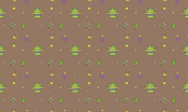 Farklı aksesuarlara sahip renkli arkaplan