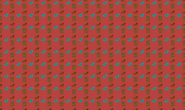 Farklı aksesuarlara sahip renkli arkaplan