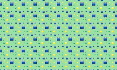 Farklı aksesuarlara sahip renkli arkaplan