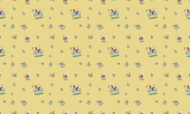 Farklı aksesuarlara sahip renkli arkaplan