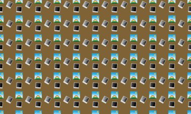 Farklı aksesuarlara sahip renkli arkaplan