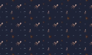 Farklı aksesuarlara sahip renkli arkaplan