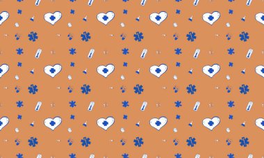 Farklı aksesuarlara sahip renkli arkaplan