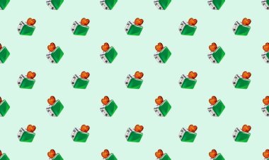 Farklı aksesuarlara sahip renkli arkaplan