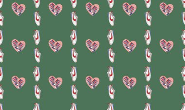 Farklı aksesuarlara sahip renkli arkaplan