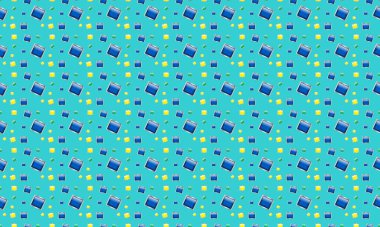 Farklı aksesuarlara sahip renkli arkaplan