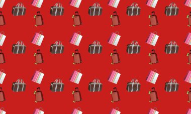 Farklı aksesuarlara sahip renkli arkaplan