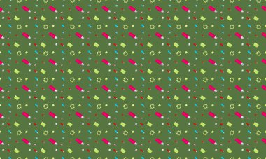 Farklı aksesuarlara sahip renkli arkaplan