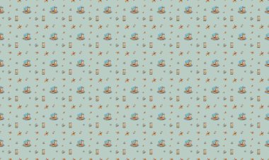 Farklı aksesuarlara sahip renkli arkaplan