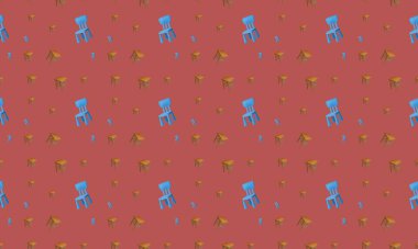 Farklı aksesuarlara sahip renkli arkaplan