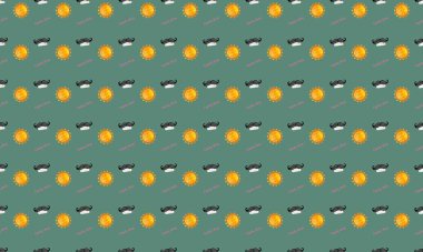 Farklı aksesuarlara sahip renkli arkaplan