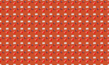 Farklı aksesuarlara sahip renkli arkaplan