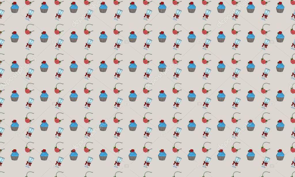 Colored background with different accessories