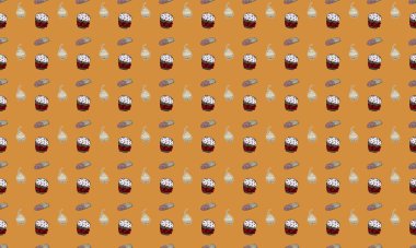 Farklı aksesuarlara sahip renkli arkaplan