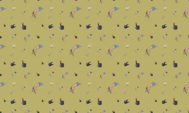 Farklı aksesuarlara sahip renkli arkaplan