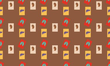 Farklı aksesuarlara sahip renkli arkaplan