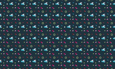 Farklı aksesuarlara sahip renkli arkaplan