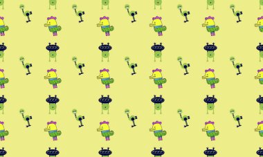 Farklı aksesuarlara sahip renkli arkaplan