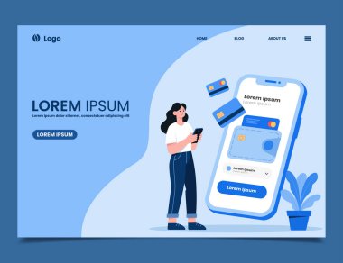 çevrimiçi ödeme illüstrasyon web paneli tasarımı