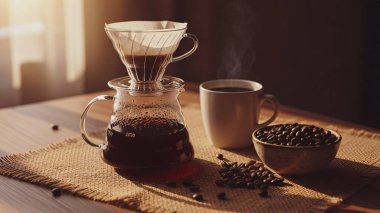 Sade kahve ve kahve filtresinin arkaplan resmi