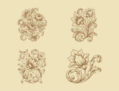 Çiçek oymanın dekoratif tasarımı